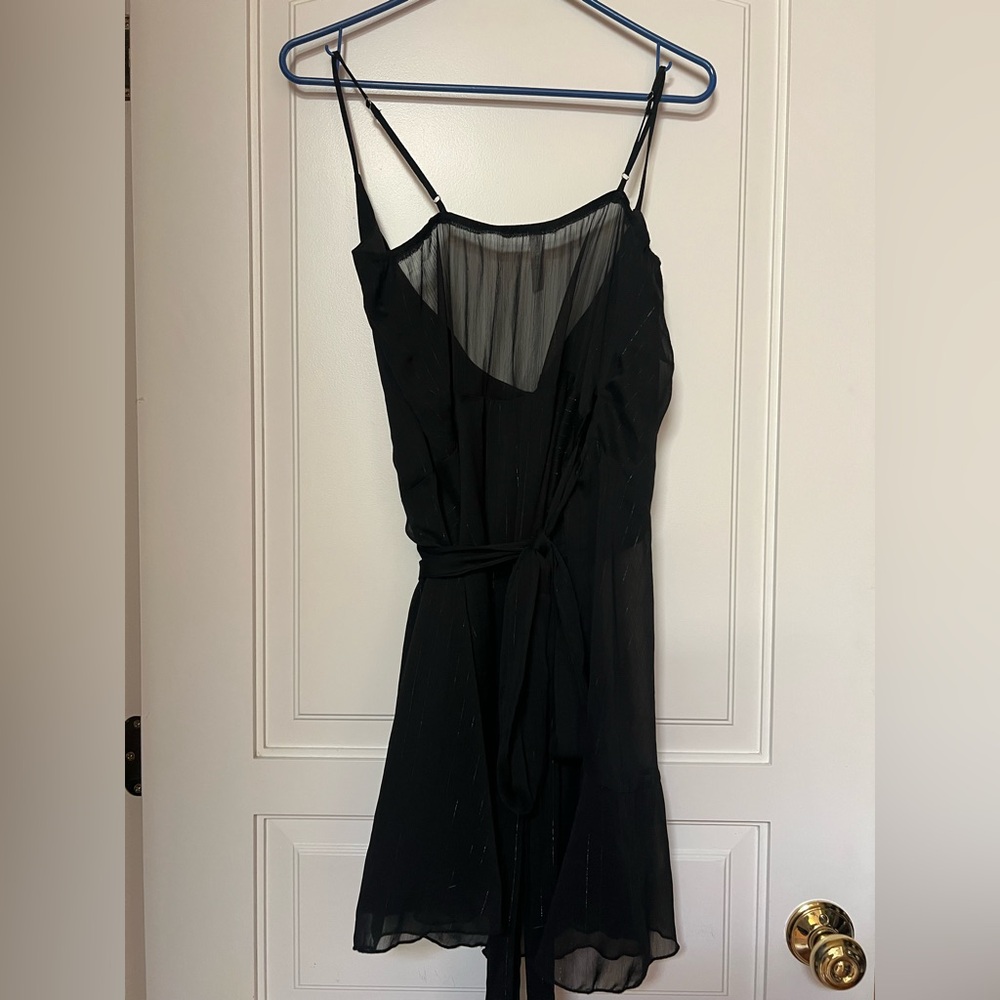Lucy in the Sky Black Mini Wrap Dress